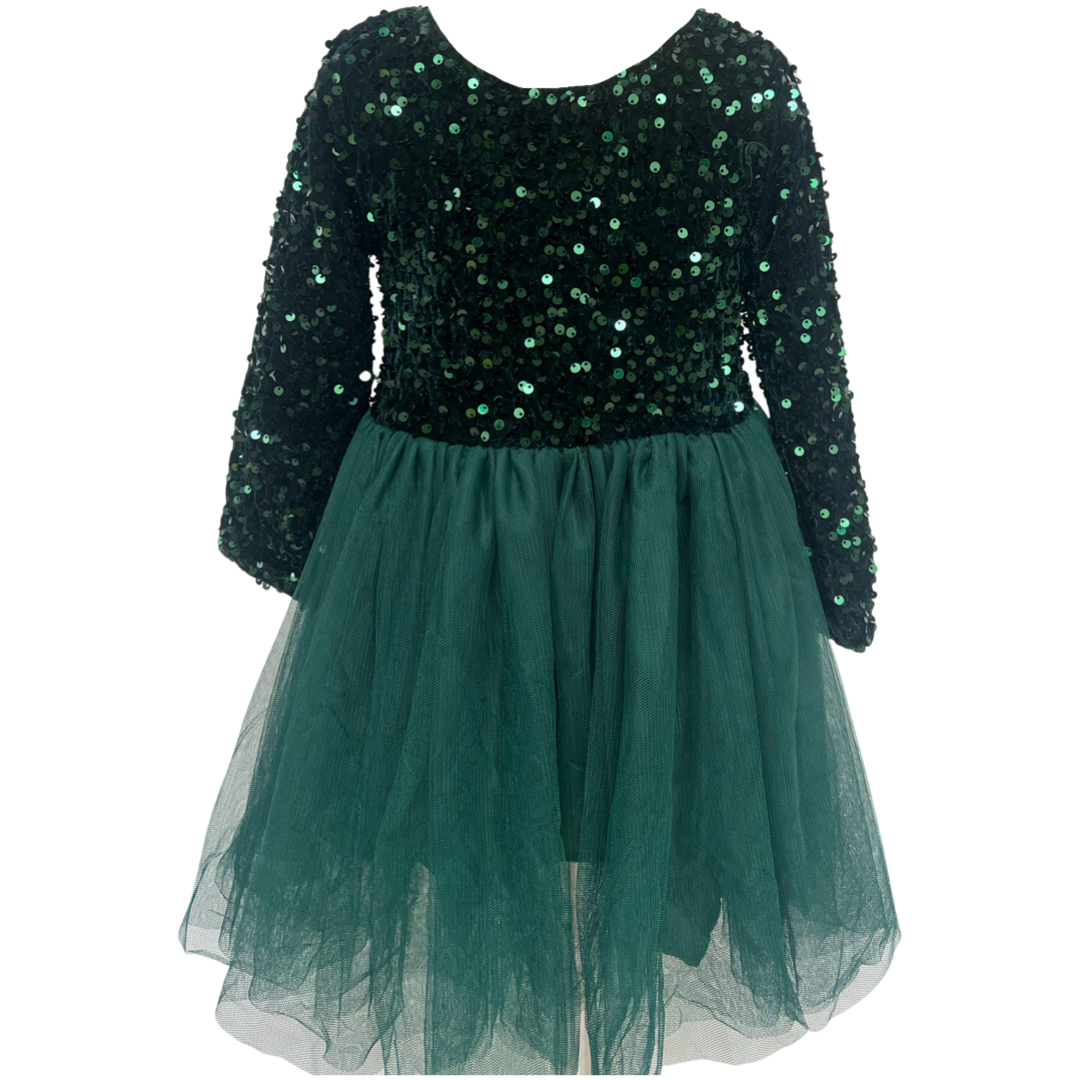 Vestido Lentejuelas y Tul Verde