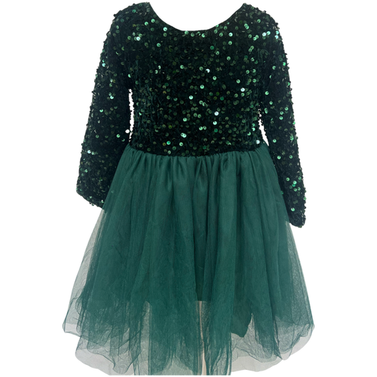 Vestido Lentejuelas y Tul Verde