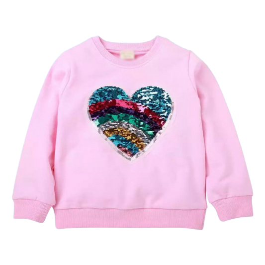 Sudadera Corazon Lentejuelas Rosa