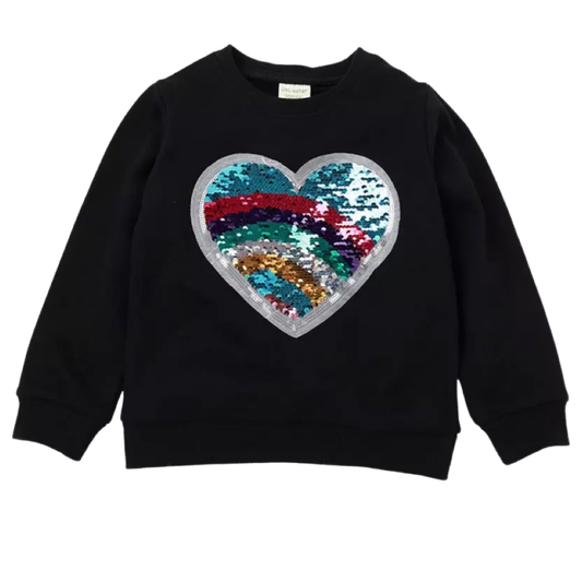 Sudadera Corazon Lentejuelas Negro