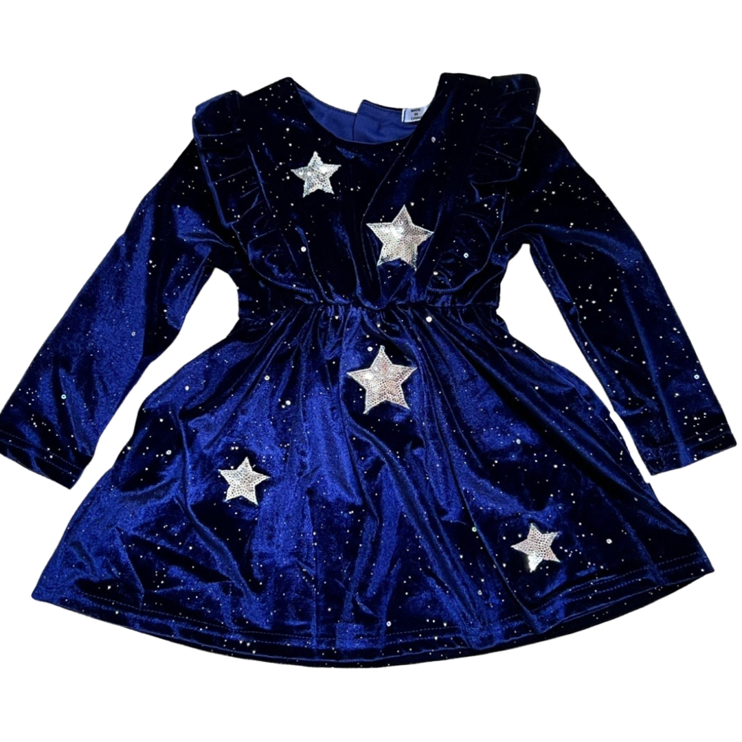 Vestido Velvet Estrellas Plateadas
