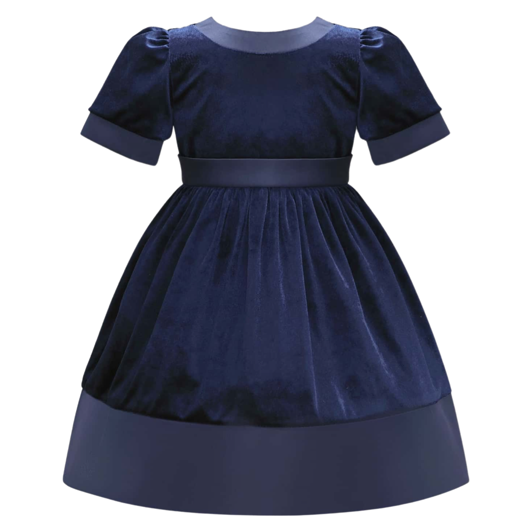 Vestido Velvet y Satin Marino