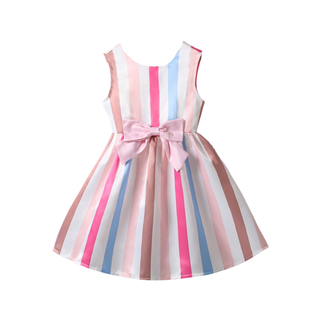 Vestido satin rayas rosas