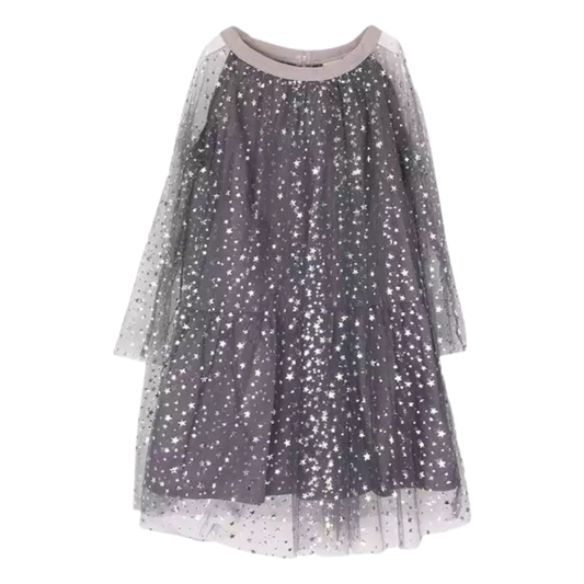 Vestido Gris Tul Estrellas