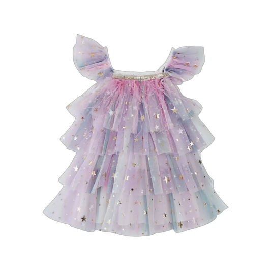 Vestido Tul Tirantes con Plumas