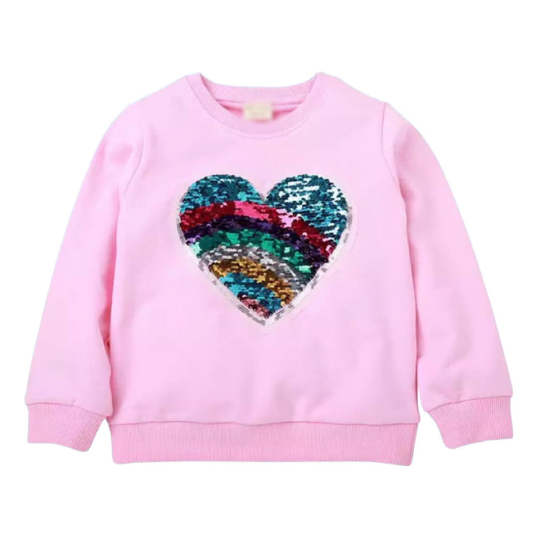 Sudadera Corazon Lentejuelas Rosa