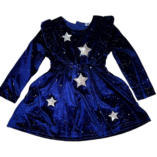 Vestido Velvet Estrellas Plateadas