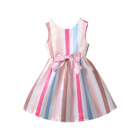 Vestido satin rayas rosas